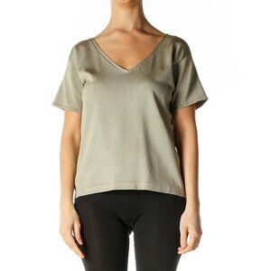 Linda Allard Ellen Tracy Green Solid Casual Blouse
